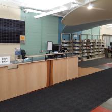 Our Service Desk and Hold Shelf are immediately inside our entrance.